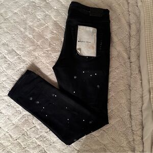 PURPLE BRAND Resin Knee Slit Slim Fit Jeans ‘Black’ Size 36